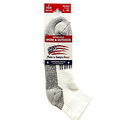 Men's White Cotton Ankle Work Sock L/XL 2 pack available at Harvest Array.