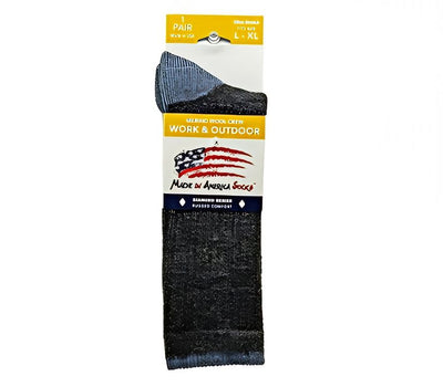 Charcoal with Denim accents Men's Merino Wool Crew Socks - Size M/L