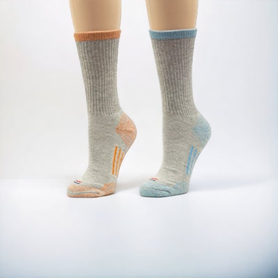 Gray with Columbia Blue Stripe and Gray with Beachfire Stripe Women's Wool Blend Crew Socks 