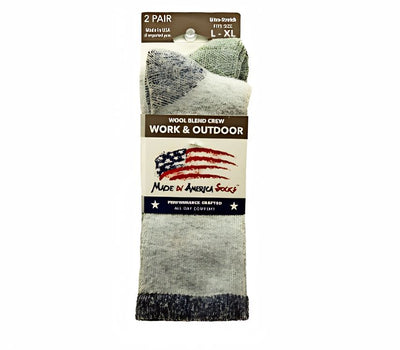 2 Pack of light gray wool socks that are made in America for Women.