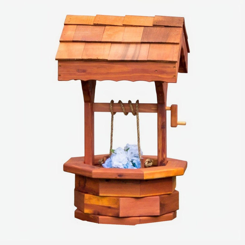 Medium Sized Amish Made Cedar Wishing Well is approximately 3 feet tall. Order today from Harvest Array.