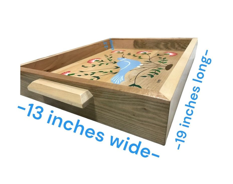 Handmade Wooden Folk Art Trays are 19" x13" x 2.5".