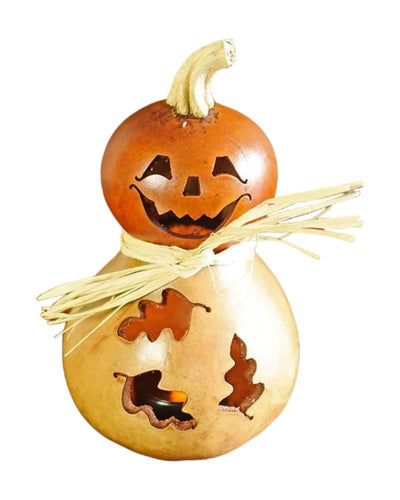 Dexter - Mini Jack-O-Lantern Gourd is 4" in diameter and stands 8.5 inches tall.