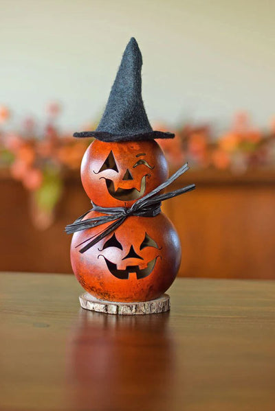 Harlow- Tiny Jack-O-Lantern Witch from Meadowbrooke Gourds available for purchase on harvestarray.com.