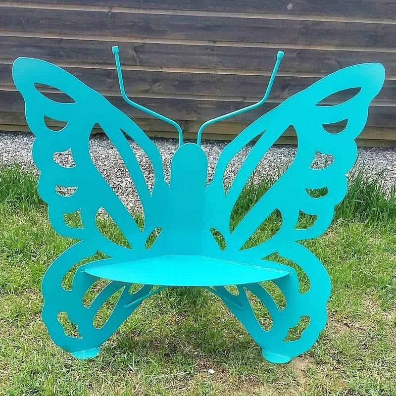 Large Teal Metal Butterfly Bench - Design A on Harvest Array