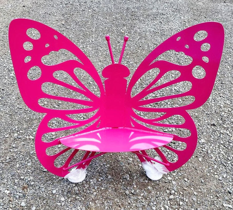 Pink Small Butterfly Bench in Design B-rounded wings with short antennae.