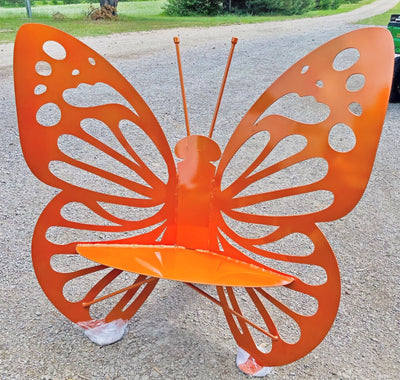 Orange Small Butterfly Bench in Design B-rounded wings with short antennae.