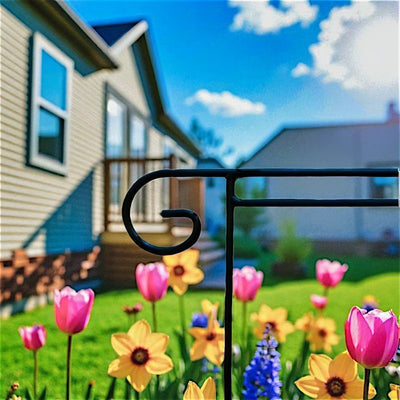 Shop Harvest Array for Sturdy, Metal Metal Garden Flag Holder with or without Decorative Emblems on top. Made in America