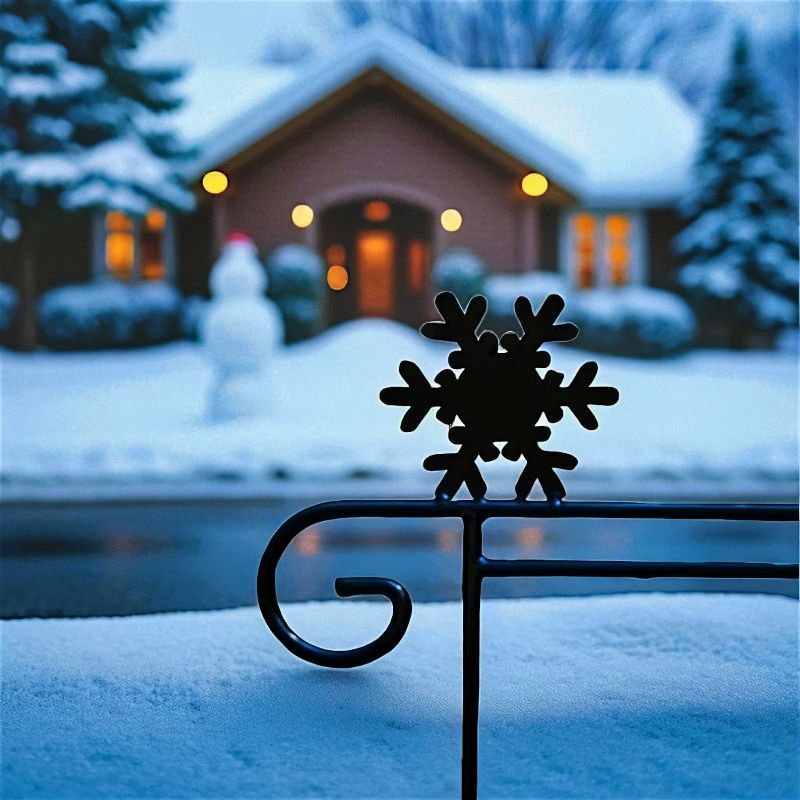 Garden Flag Holders with Decorative Emblem - Snowflake