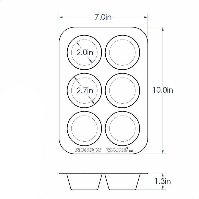 Dimensions of the Nordic Ware Nonstick Compact Ovenware Muffin Pan
