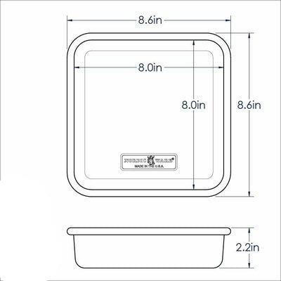 Dimensions of the Nordic Ware Square 8 x 8 Cake Pan