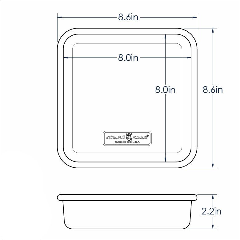 Dimensions of the Nordic Ware Square 8 x 8 Cake Pan