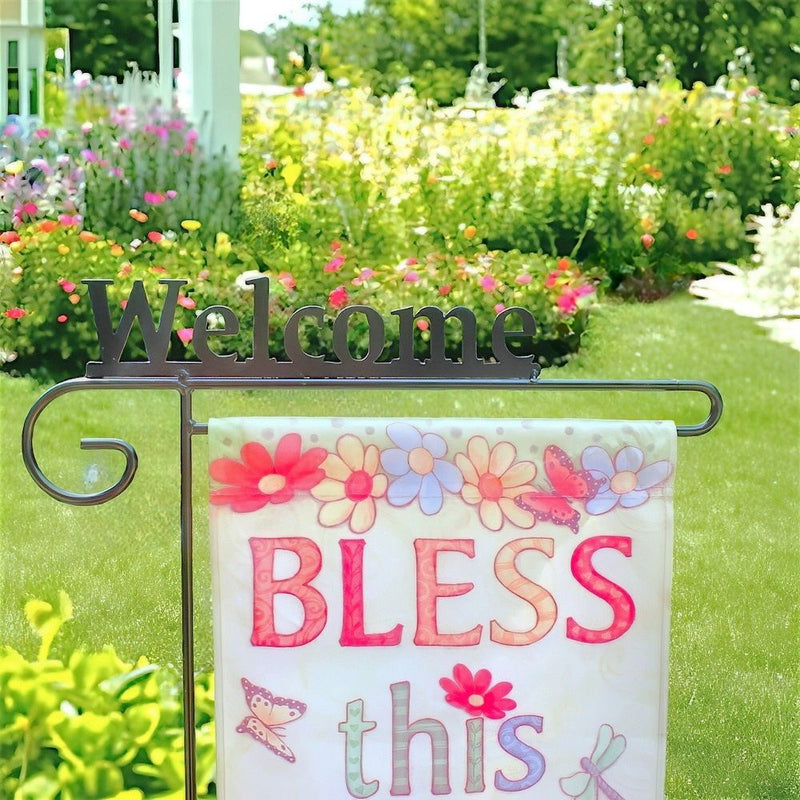  Garden Flag Holders with Decorative Emblem - Welcome