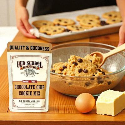 Old School Brand Chocolate Chip Cookie Mix-fresh chocolate chip cookies in minutes. Order today from Harvest Array. 