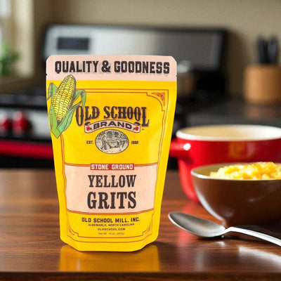Old school Brand Stone Ground Yellow Grits are available online at Harvest Array. Order Now.