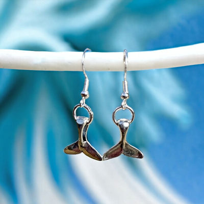 Antique Silver Whale Tail Earrings made in the USA.