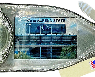 Close Up of Horizontal Penn State Cheese Platter. Made in the USA.