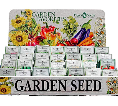 Close up of Page's Seeds Premium Standard Vegetable Seed Packets available for the 2024 planting season. Get them now at harvestarray.com before they are gone.