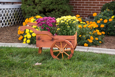 Amish Made Cedar Peddlers Planter Cart for carrying flowers