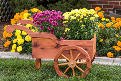 Amish Made Cedar Peddlers Planter Cart spruces up your outdoor décor