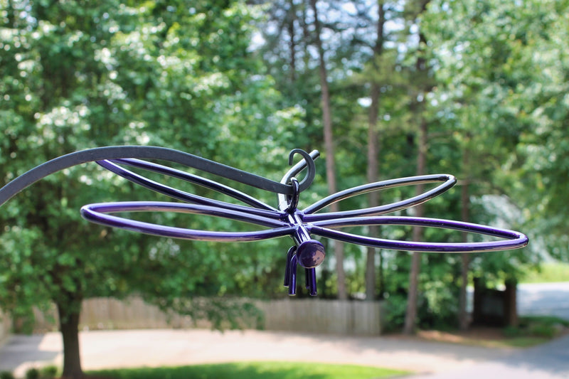 Front view of the Purple Hanging Metal Dragonfly