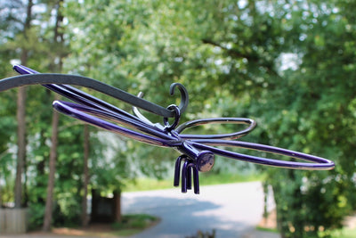 Side view of the Purple Hanging Metal Dragonfly