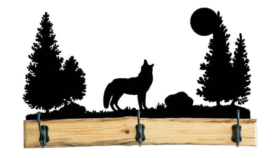 Rustic Wooden 28" Howling Wolf Coat Rack from Harvest Array