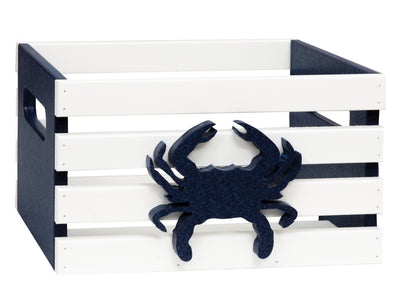 White and Navy Blue Handcrafted Amish Poly Crate