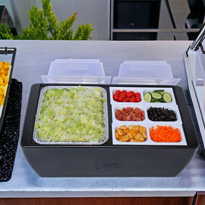 REVO Coolers Dubler Party Coolers are great for Taco Bars. Keep the lettuce, cheese, and other toppings for your tacos cold. Remove the lids when ready to serve.