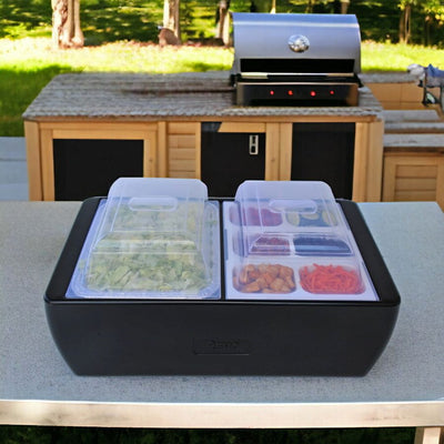 Keep foods covered until ready to serve from the Dubler Party Cooler by REVO. Lids included.