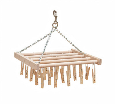 Our Small Wooden Clothespin Hanger Rack requires No Assembly. Indoor or Outdoor use.