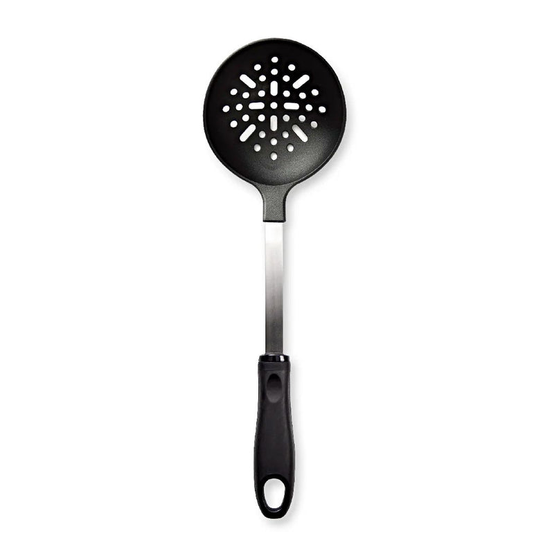 The Rada Non-Scratch Skimmer has both holes and slits to efficiently strain water and a long handle so you don&