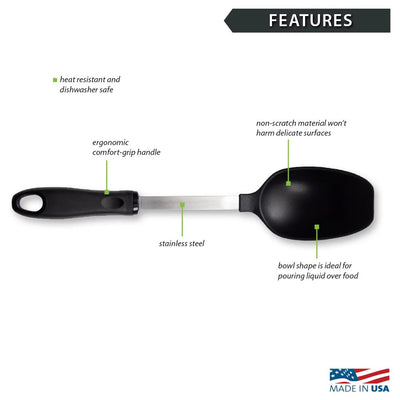 Our Rada Basting Spoon has many features including a new bowl shape ideal for pouring liquid over meat and other food. Made in America.