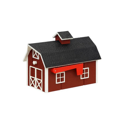 Red and white Wooden Barn Mailbox