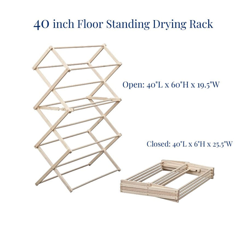 Our 5 feet tall Amish Made Clothes Drying Racks are an eco-friendly way to do laundry. Available in an unassembled kit or preassembled rack.