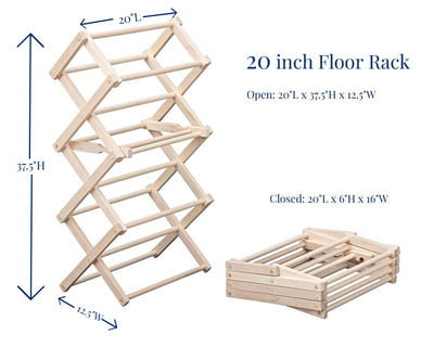 20 inch Wooden Floor Standing Drying Clothes Rack is collapsible for easy storage.