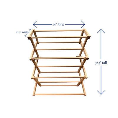 Dimensions for 30 inch long Floor Standing Clothes Drying Rack available at Harvest Array