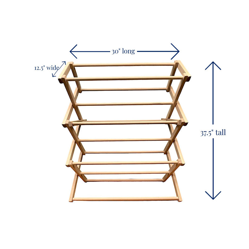 Dimensions for 30 inch long Floor Standing Clothes Drying Rack available at Harvest Array