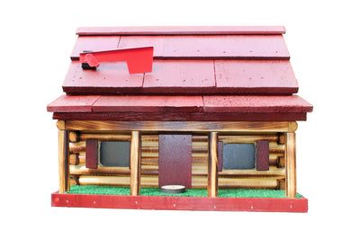 Red Amish Handmade Log Cabin Wooden Mailbox from Harvest Array