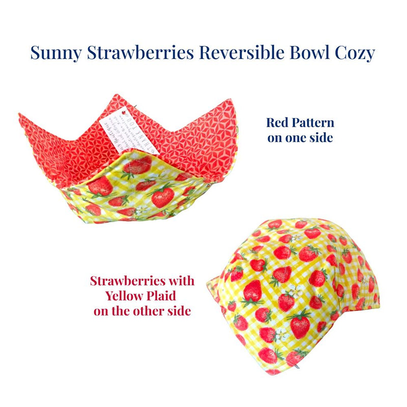 Sunny Srawberries Reversible Bowl Cozy to protect your hands from hot or cold foods.