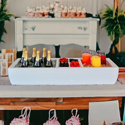 Hosting a Wedding Shower? The Polar White REVO Coolers Party Barge Insulated Premium Cooler is a must have for easy mimosas!