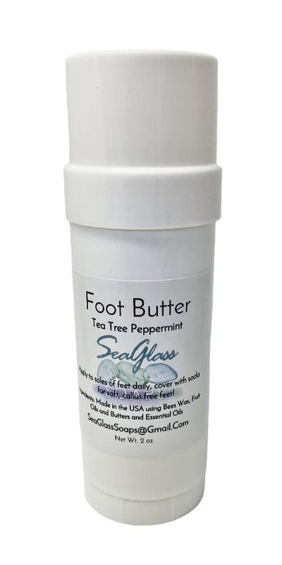 Peppermint and Tea Tree oils are in this soothing foot butter.