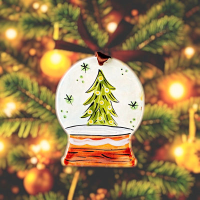 Hand Painted Snow Globe Christmas Tree Christmas Ornament from the Nola Watkins Collection is here at Harvest Array