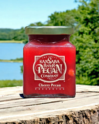 Real Cherries and pecans are in each jar of Cherry Pecan Preserves from the San Saba River Pecan Company Fruit and Pecan Preserves. Try it today by ordering online at harvestarray.com.
