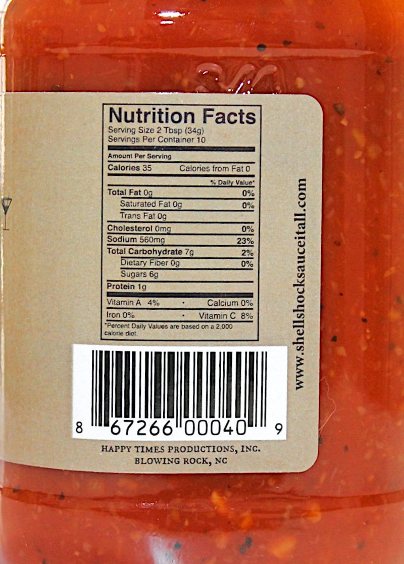 Shell Shock Cocktail Sauce is low in calories and carbohydrates. Made in Blowing Rock, NC.