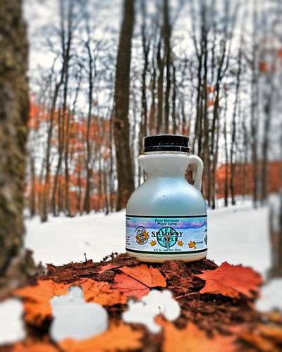 Shop Harvest Array for Pure, Rich, Vermont Maple Syrup in a half pint jug. Produced by family owned and operated Silloway Maple.