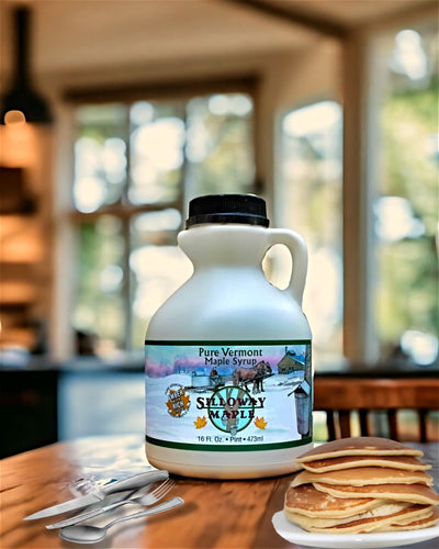 Shop Harvest Array's Online General Store for Pure Vermont Rich Maple Syrup in a One Pint Jug.