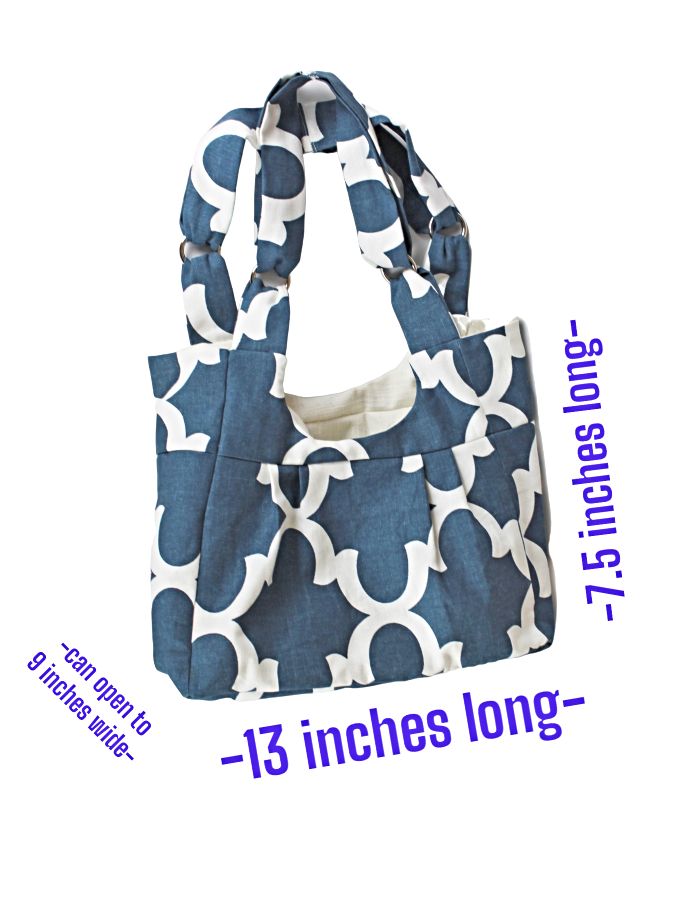 The dimensions of our Simply Sweet Bag are 13x9x7.5 inches.