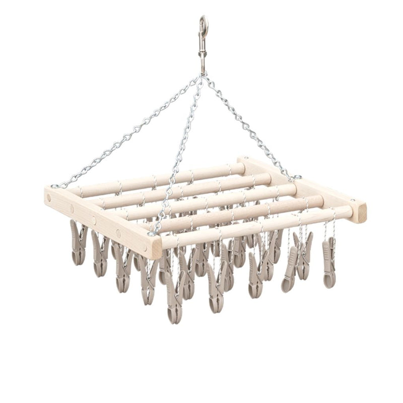 25 poly clothespins are attached to the Small Clothespin Hanger Rack so no assembly required. For Indoor or Outdoor Use. 