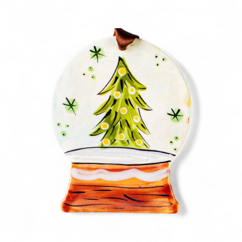 Hand Painted Snow Globe Christmas Tree Christmas Ornament 3.0" x3.5"